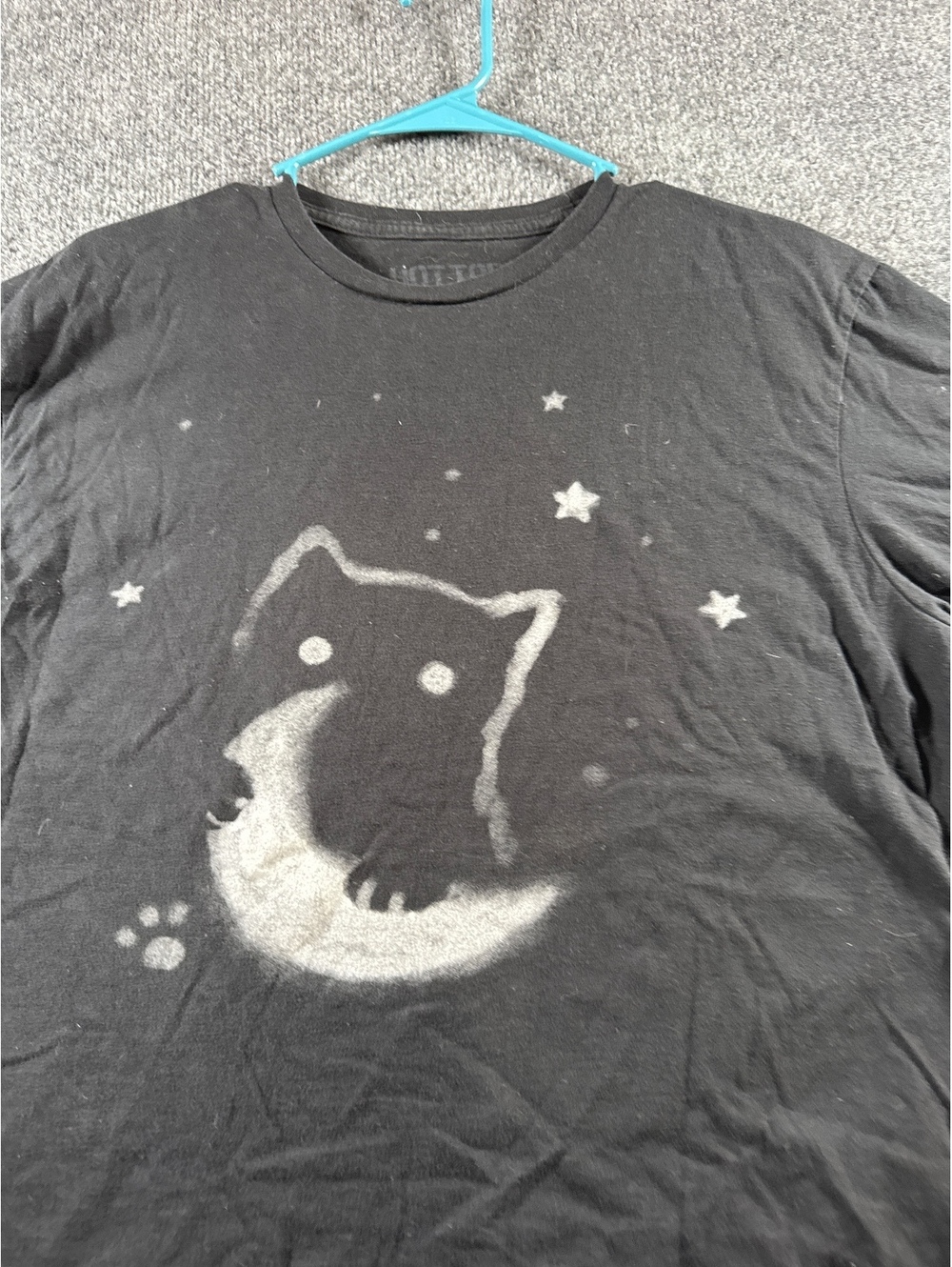 Mens L Black Cat Moon Stars Graphic T Shirt Celestial Cute Goth Halloween
